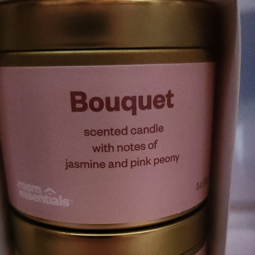 Jasmine & Pink Peony Scented Candle 2 Pack with Gold Lids Room Essentials 3 oz